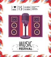 speakers and microphone for music festival celebration vector