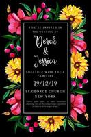 Watercolor Floral Wedding Invitation Card vector