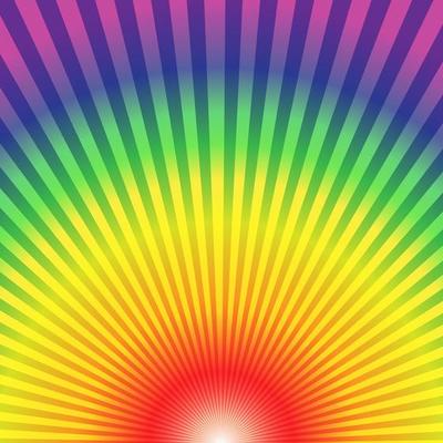 Rainbow radial rays bottom up abstract background