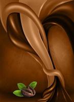 Coffee beans and leaves on dark abstract background vector