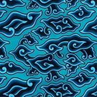 Teal Batik Of Indonesia Fabric Megamendung Pattern vector