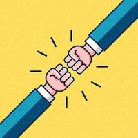 Fist Bump Retro Flat Line Vector Design