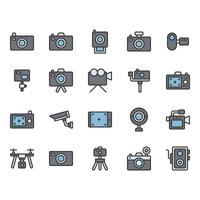Conjunto de iconos relacionados con la cámara vector