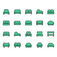 Sofa and seat icon set vector