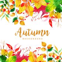 Beautiful Watercolor Autumn Leaves Background vector