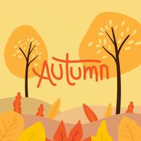 Autumn trees and leaves on hills vector