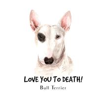 Watercolor hand drawn portrait of a Bull Terrier dog