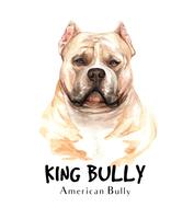 Watercolor portrait of American Bully dog vector