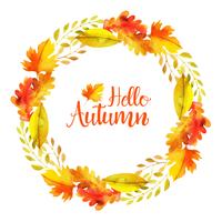 Beautiful Watercolor Autumn Leaves Wreath vector