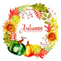 Beautiful Watercolor Autumn Leaves Wreath vector