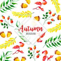 Beautiful Watercolor Autumn Leaves Background vector