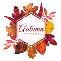 Beautiful Watercolor Autumn Leaves Frame vector