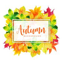 Hermoso marco de hojas de otoño acuarela vector