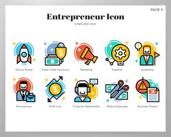 Entrepreneur icons LineColor pack vector