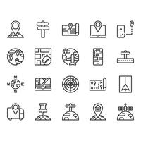 Conjunto de iconos de mapa y navegación vector