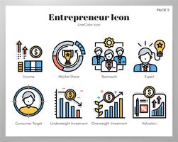 Entrepreneur icons LineColor pack vector