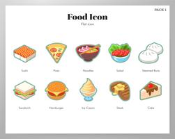 Food icons flat pack vector