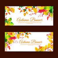 Hermoso conjunto de banner de venta otoño acuarela vector