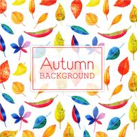 Beautiful Watercolor Autumn Leaves Background vector