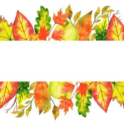 Watercolor Autumn Leaves Frame