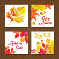 Beautiful Watercolor Autumn Cards Collection vector