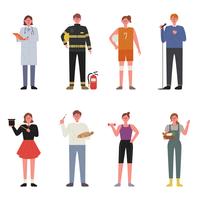 Character set wearing uniforms by occupation vector