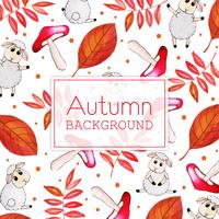 Beautiful Watercolor Autumn Leaves Background vector