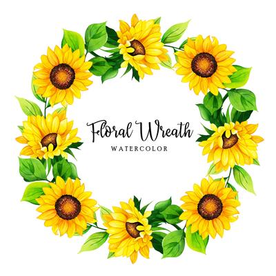 Watercolor Floral Wreath Frame