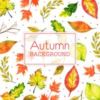 Beautiful Watercolor Autumn Leaves Background vector