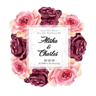 Watercolor Floral Wedding Invitation Card