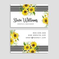 Watercolor Floral Visiting Card vector