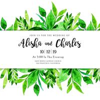 Watercolor Leaves Wedding Invitation Card vector