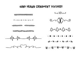 Hand drawn dividers set with trees, bows and more vector