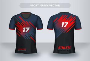 Diseño de jersey de fútbol moderno azul y rojo. Camiseta uniforme vista frontal y posterior. vector