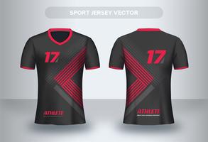 Red triangle Football Jersey design. Uniform T-shirt front and back view. vector