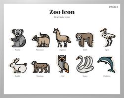 Iconos de zoológico LineColor pack