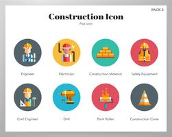 Construction icons flat set