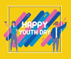 Cartel feliz del día de la juventud vector