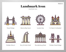 Landmark icons LineColor pack vector