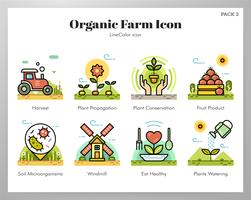 Organic farm icons set