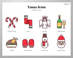 Christmas icons LineColor Pack vector