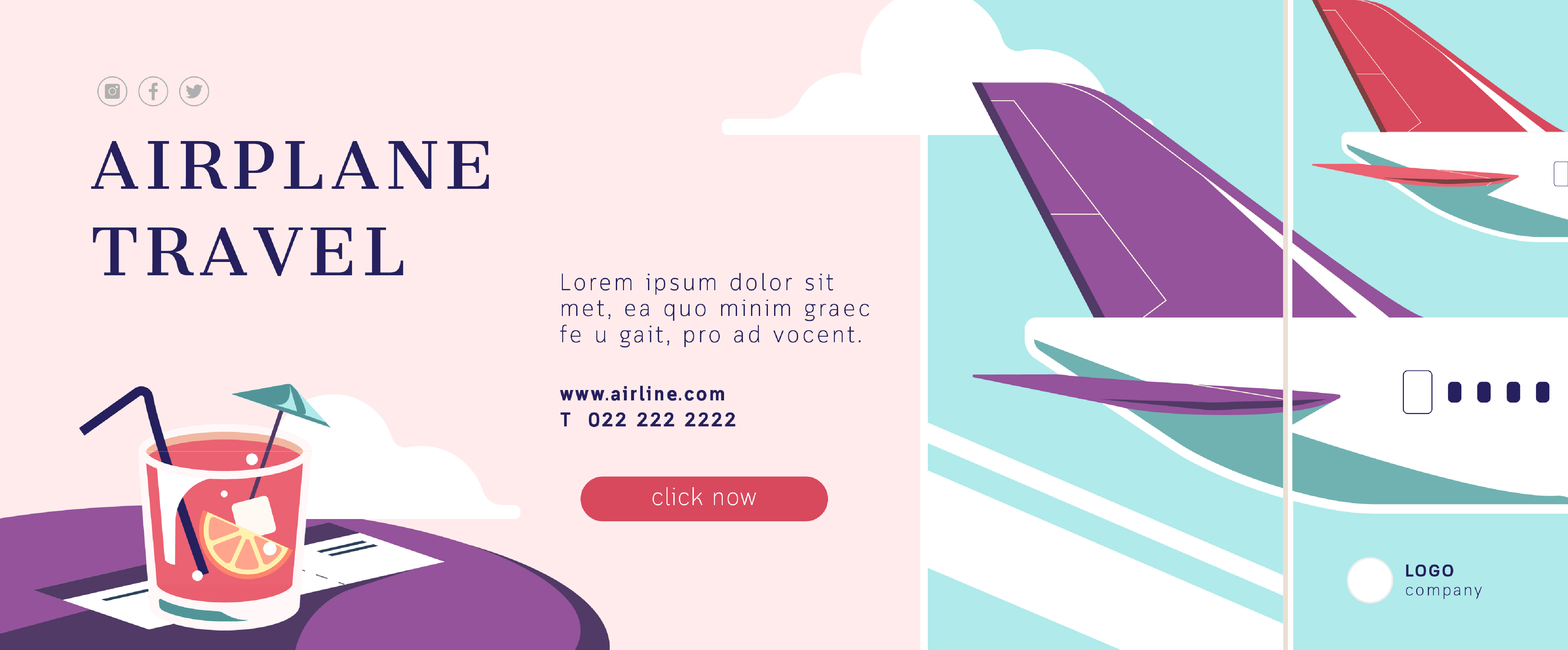 Airplane Travel Banner Layout Download Free Vectors Clipart