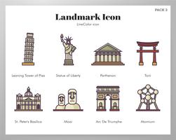 Landmark icons LineColor pack vector