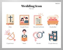 Paquete plano de iconos de boda vector