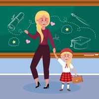 Mother and daughter in classroom  vector