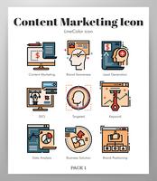 Content marketing icons LineColor pack vector