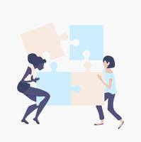 womans teamwork concept with jigsaw pieces vector