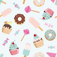Birthday seamless pattern with sweets vector