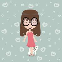 little Cute girl with dog vector