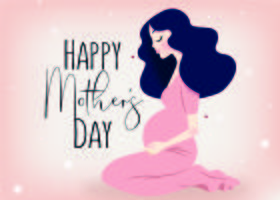 Pregnant Girl Happy Mothers Day vector